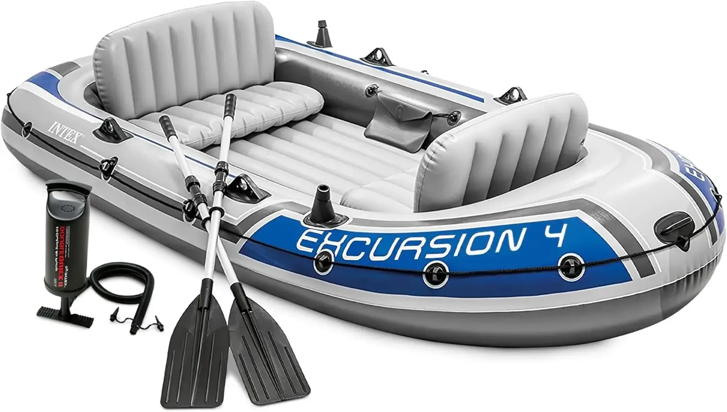 Excursion Inflatable Boat Series: Includes Deluxe 54in Boat Oars and High-Output Pump – SuperTough PVC – Adjustable Seats