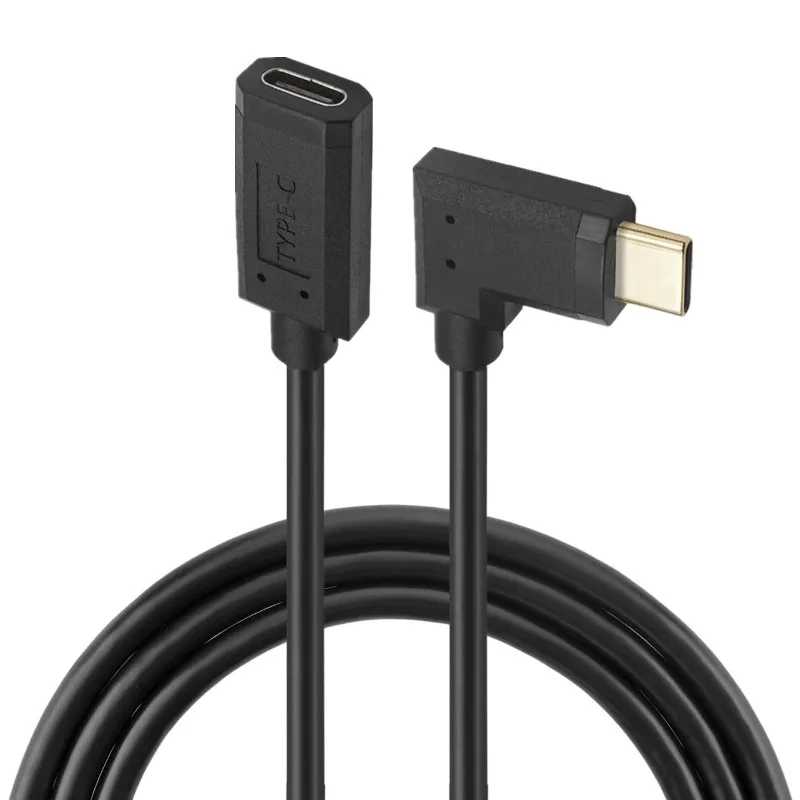 USB 3.1 Type-C male to female positive and negative plug standard 16 core gold-plated elbow over 3A current data cable