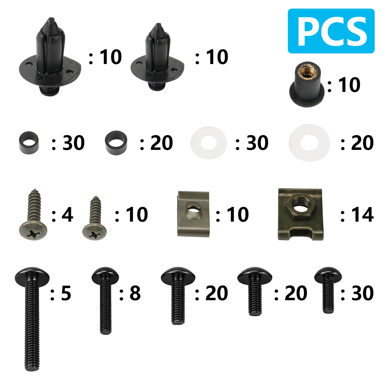 253PCS Verkleidung Bolzen Kit Befestigungs Clips Schraube Für Suzuki GSXR150 600 750 1000 1000R 1100 Katana 600 GSX600F Katana 750 GSX750F – Detail 2