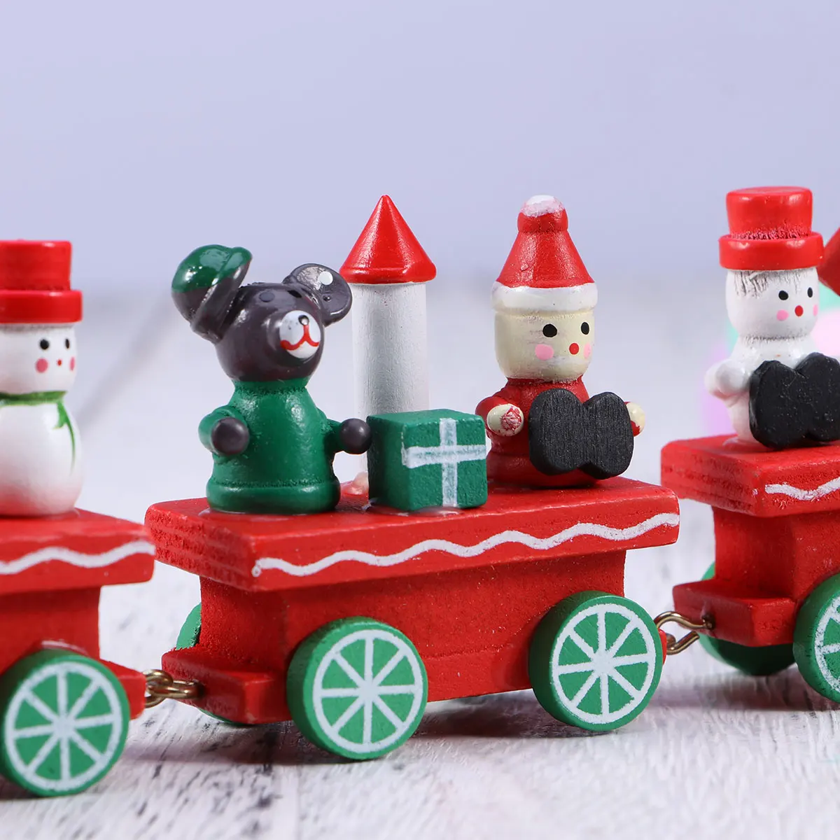 

Wooden Christmas Train Decoration Santa Xmas Snowman Gift For Kids Lightweight Bright Colorful Brass Connected