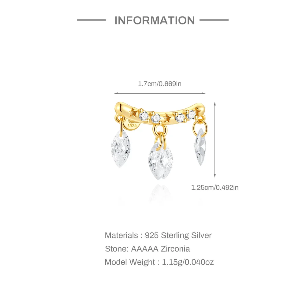 CANNER Star Moon Clover Love Long Tassel Eardrops 925 Sterling Silver Eardrops  For Women Ins Eight Pointed Star Earring Gift
