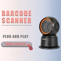 Desktop 1D 2D QR Barcode Scanner Wireless bluetooth Hands Free USB wired Barcode Reader for supermarket retail pharmancy