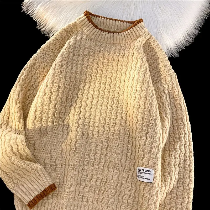 

Свободный вязаный мужской свитер, осень-зима, волшебная лента с застежкой, мягкий полиэстер, длинный светящийся круглый свитшот Ne, повседневный Sle