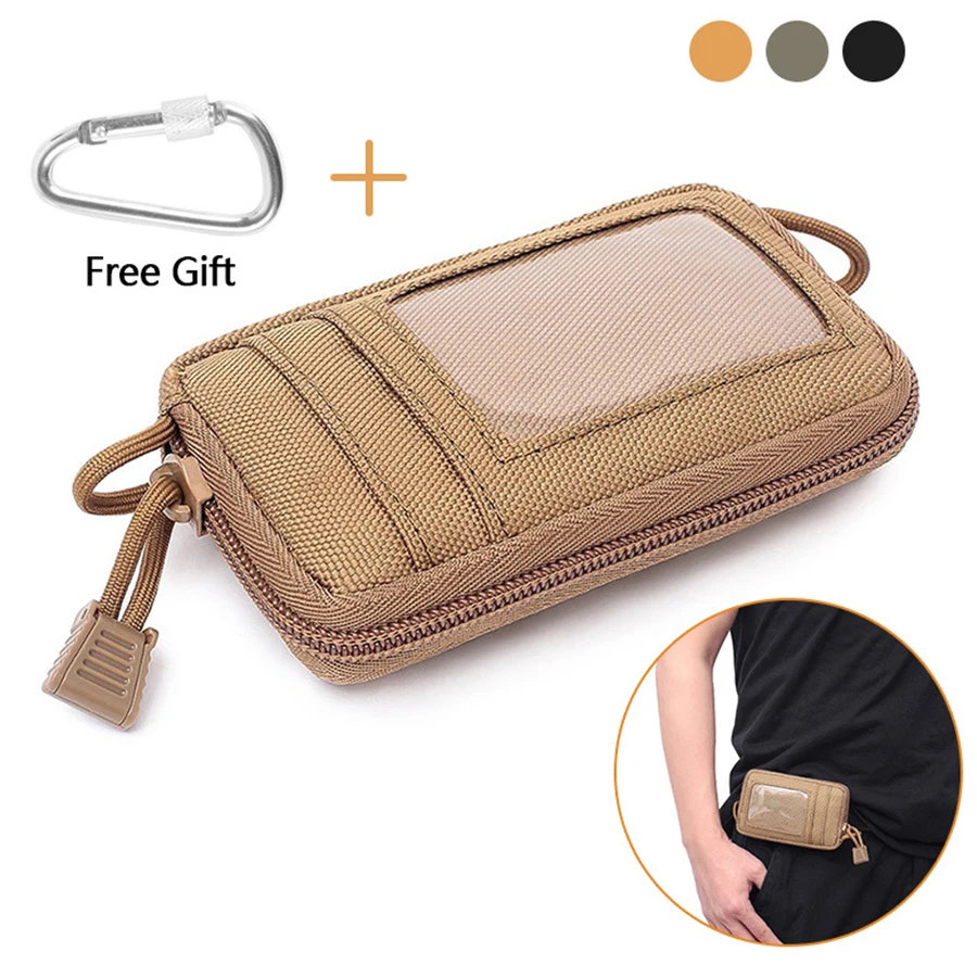 Waterproof Camping EDC Pouch Tactical Key Change Purse Wallet Travel Kit Coin Purse With Card Slots Pack Zippers Waist Bag