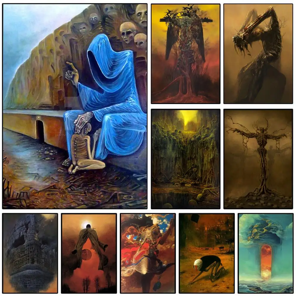 Surreal Zdzislaw Art Master B-beksinski Poster HD Self-Adhesive Wall Decor Home Office Dorm Bedroom & More Ideal Gift Choice