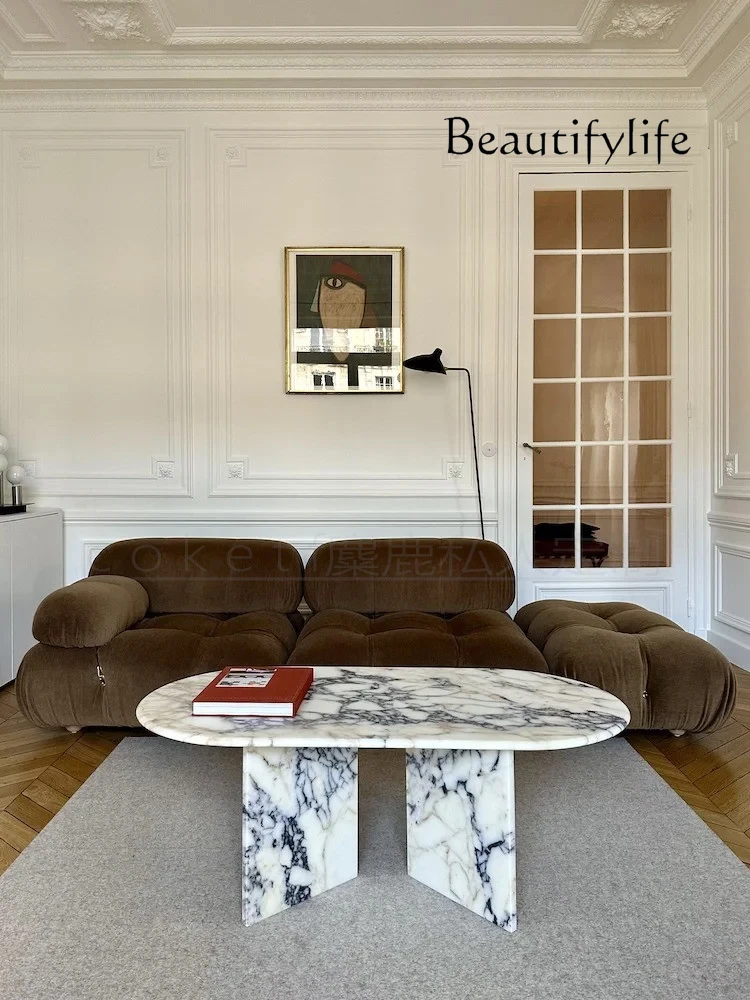Italian light luxury high sense natural marble rectangular coffee table living room home small apartment designer