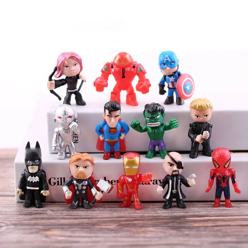 Disney 20 pçs/set marvel vingadores hulk thor homem aranha veneno capitão decoração figura de ação cápsula brinquedos para crianças presente natal