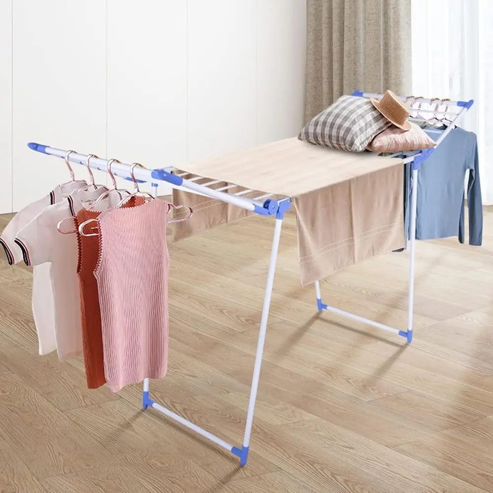 

Portable Adjustable Height Clothes Drying Rack - Indoor/Outdoor Use, Space-Saving, Steel Tube Frame, White Lacquered Finish