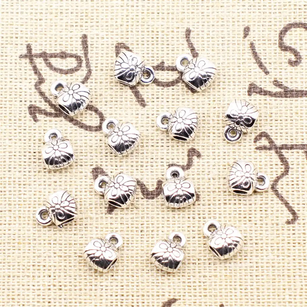 Party Jewelry Accesori Bead Caps Scarf Buckle Antique Silver Color Pendants For Jewelry 6x9mm 30pcs