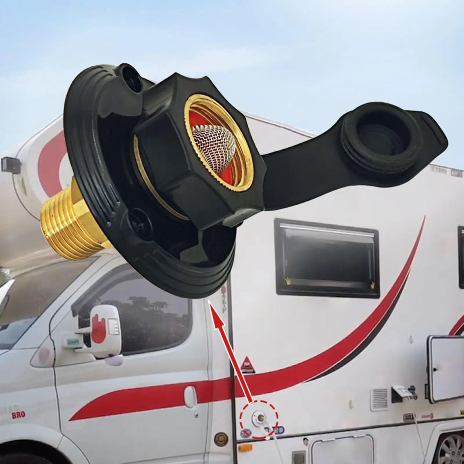 

Впускное отверстие для подключения к городской водопроводной сети для автодомов, прицепов и домов на колесах