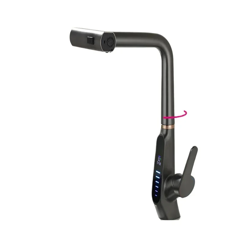 

All-copper kitchen pull-out faucet Feiyu Waterfall vegetable basin faucet hydraulic digital display