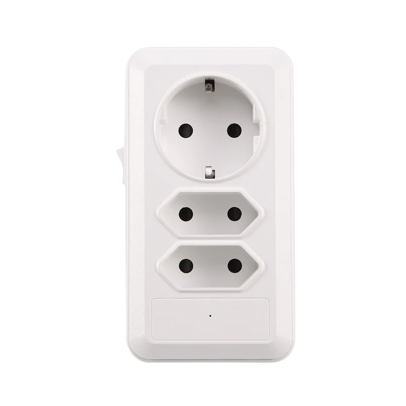 Multiple Socket 3-Way Socket Adapter With Surge Protection 2 Euros + 1 Schuko Socket Child Safety,EU Plug