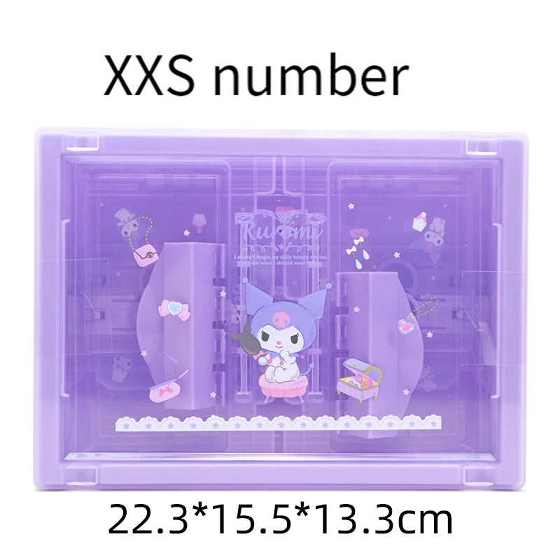 Miniso Sanrios Kuromi My Melody Cinnamoroll Storage Box Drawer Type Side Door Simple Sorting Out Clutter Desktop Decorative Box