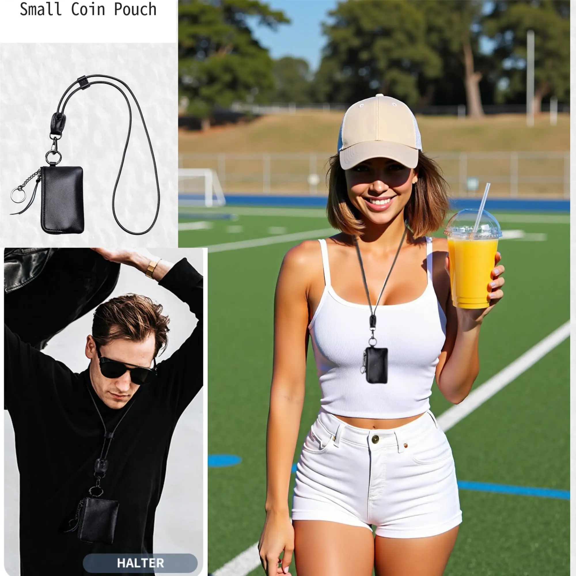 Kleine Münzbörse für Damen Minimalistische Funktionale Hängende Leder-Schlüsselanhänger-Geldbörse Modische Wechselgeldbörse für Kreditkartenhalter – Detail 9