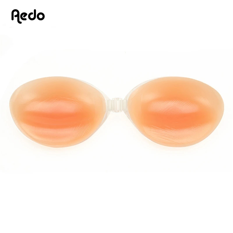 Aedo Thin Under Thick Mold Cup Self-adhesive Invisible Silicone Bras Adjusted-straps Seamless Wireless Women Nude Bra Sticky