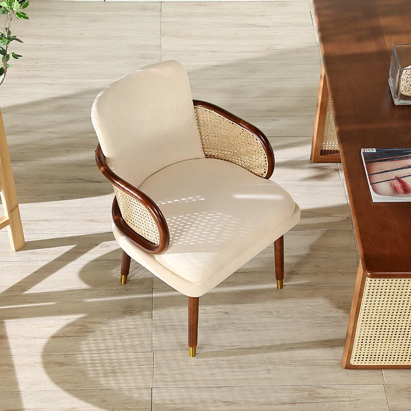 Kuchnia Nordic krzesła do jadalni rattanowe luksusowe PU skóra nowoczesne krzesła do jadalni restauracja Relax Silla Comedor meble hotelowe BL50DC