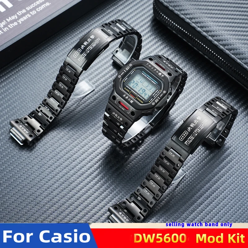 

Корпус из нержавеющей стали 316L для Casio DW5600, модифицированный и улучшенный, в стиле меха, с ремешком для часов и инструментом.