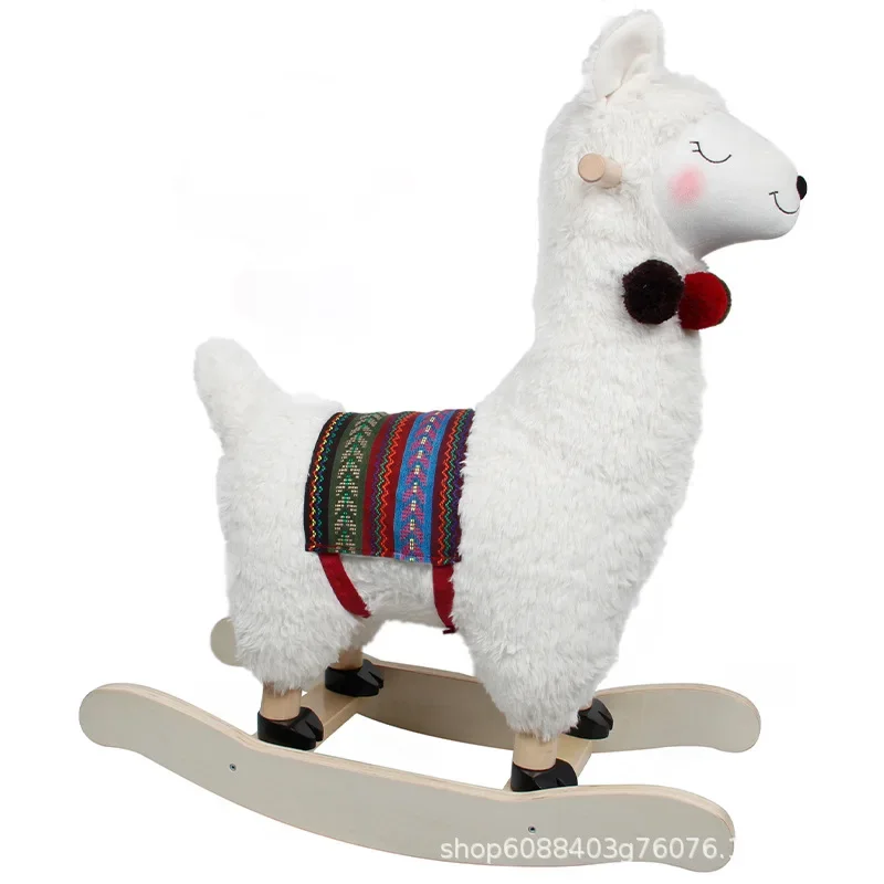 Alpaca cadeira de balanço infantil bebê brinquedo de madeira maciça primeiro presente de aniversário