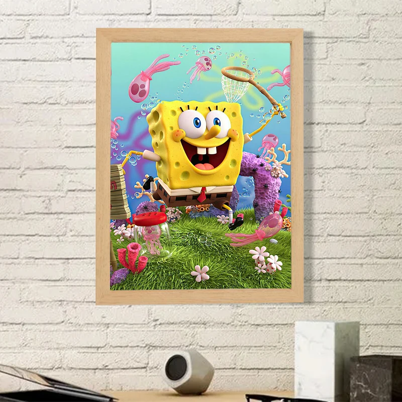 S-SpongeBobs Posters for Wall Decoration Painting Cartoon Poster Children Canvas Kawaii Room Decor Decorative Paintings Art Home