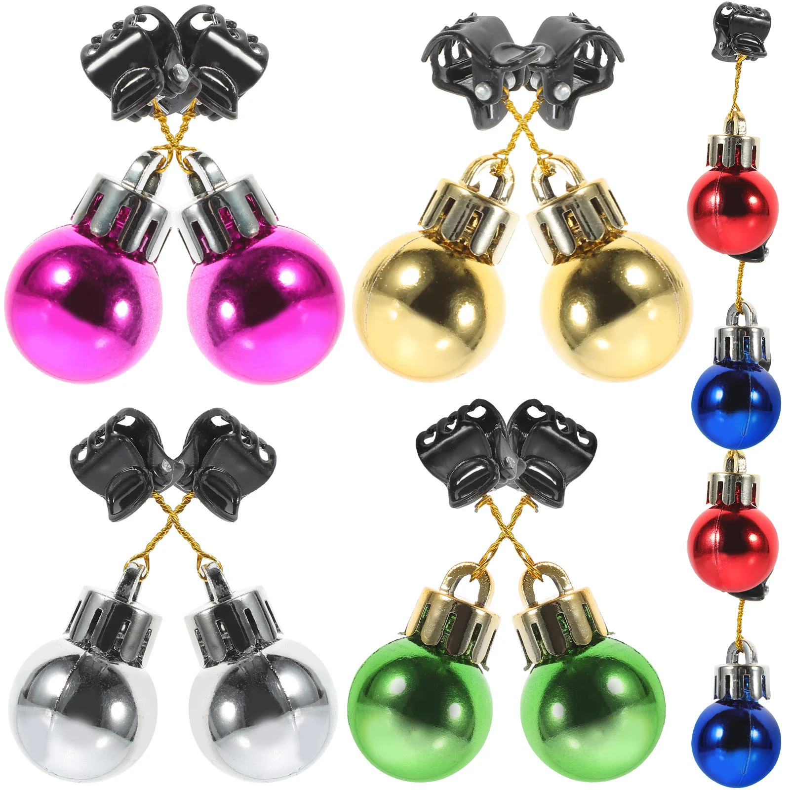 12 Pcs Christmas Beard Bells Xmas Mustache Ornament Santa Clip Lights Baubles Hair Ornaments Decoration Facial Bright Man