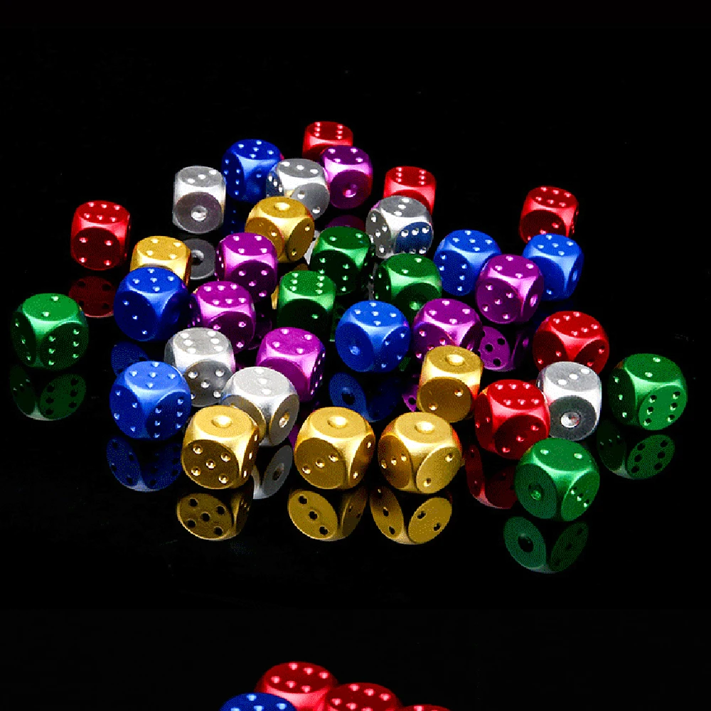 5PCS Colorful Aluminum Alloy Metal Dice Party Game 16mm Square Corner High Quality Boutique Game Dice