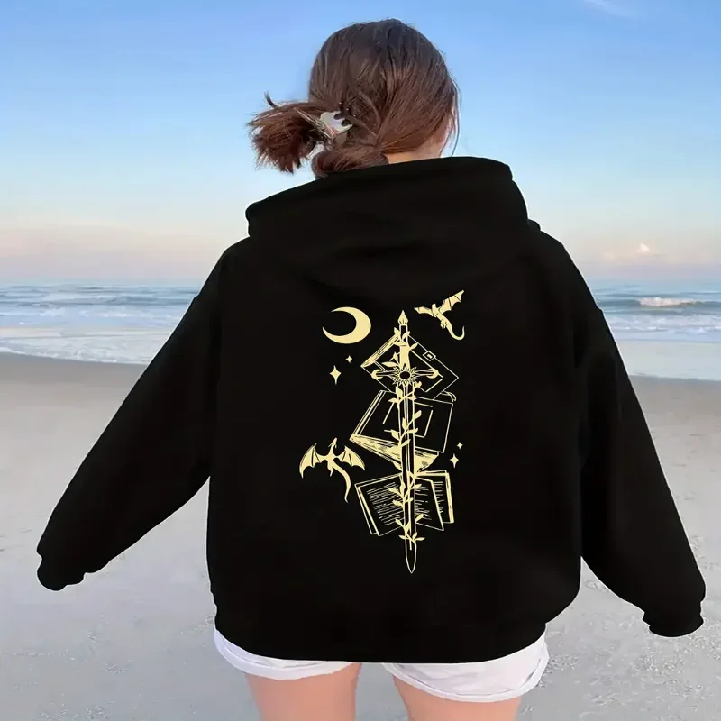 

Повседневные толстовки с геометрическим узором, женская уличная мода, универсальные принты на осень и зиму, повседневная одежда, уличная одежда