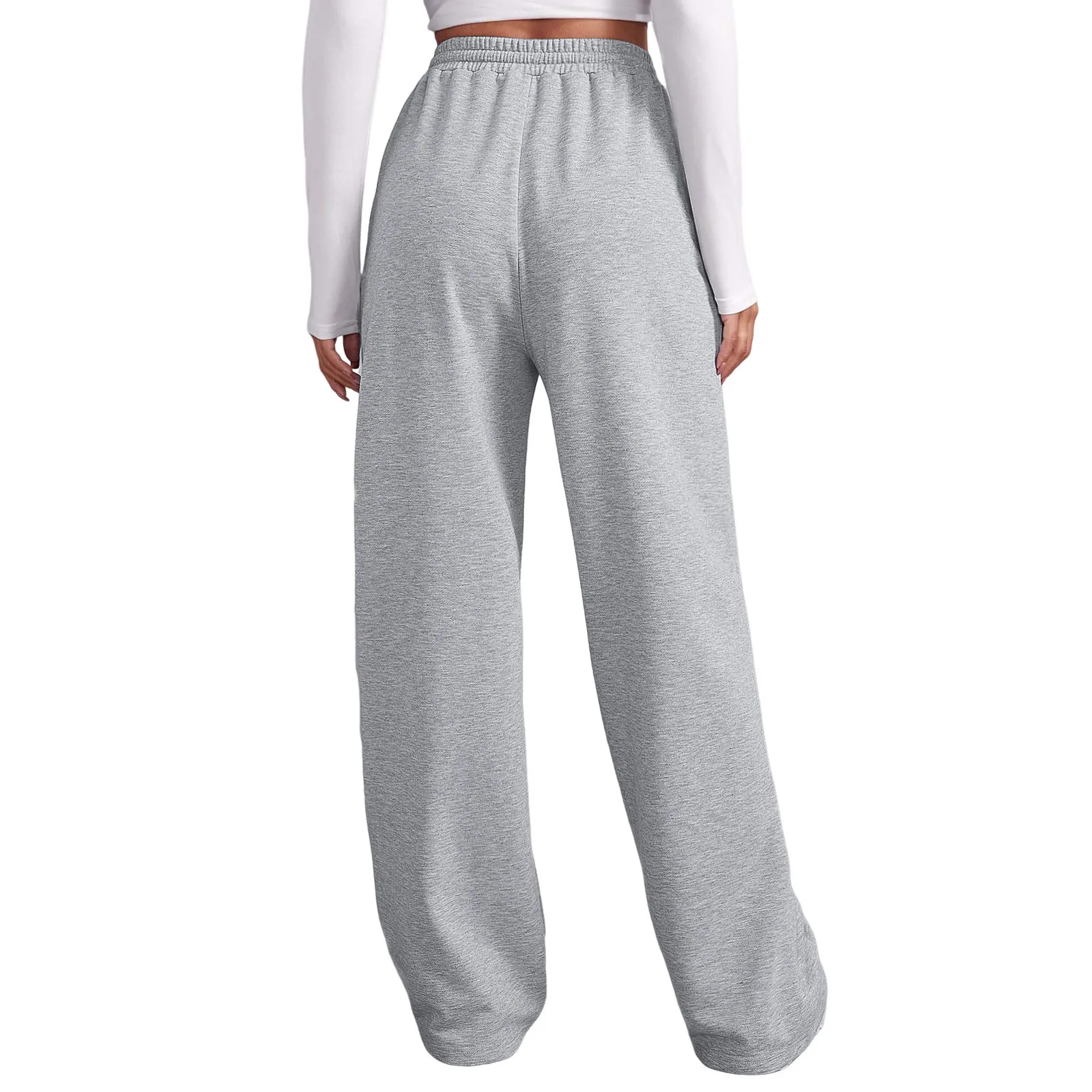 Women’s Wide Leg Pants Fleece Lined Sweatpants Travel Basic Bottom Workout High Waisted All-Match Fitness Joggers Straight Pants