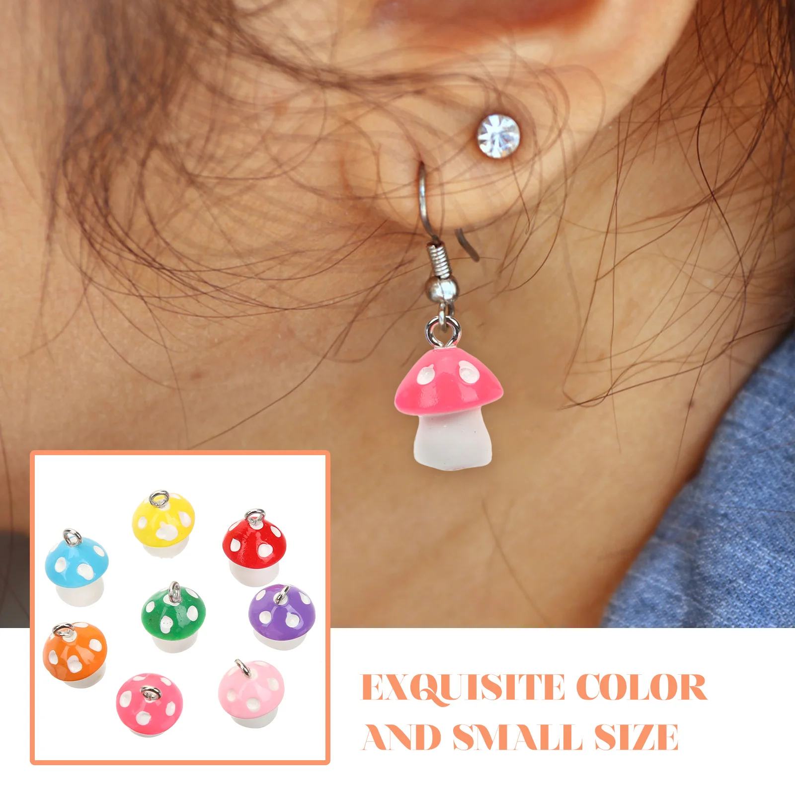 

30pcs Mushroom Pendant Resin Cartoon Charms Earring Bracelet Jewelry Making Crafts DIY Accessories Keychain Necklace