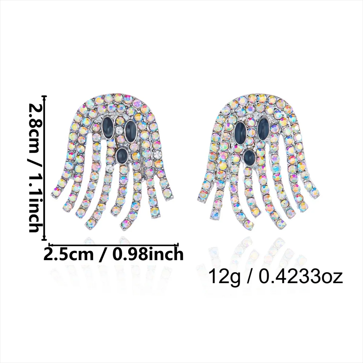 Niedliche Cartoon-Geister-Ohrstecker mit Strass und Quasten für Damen, Punk-Geister-Ohrringe, Halloween-Karneval-Party-Schmuck – Detail 37