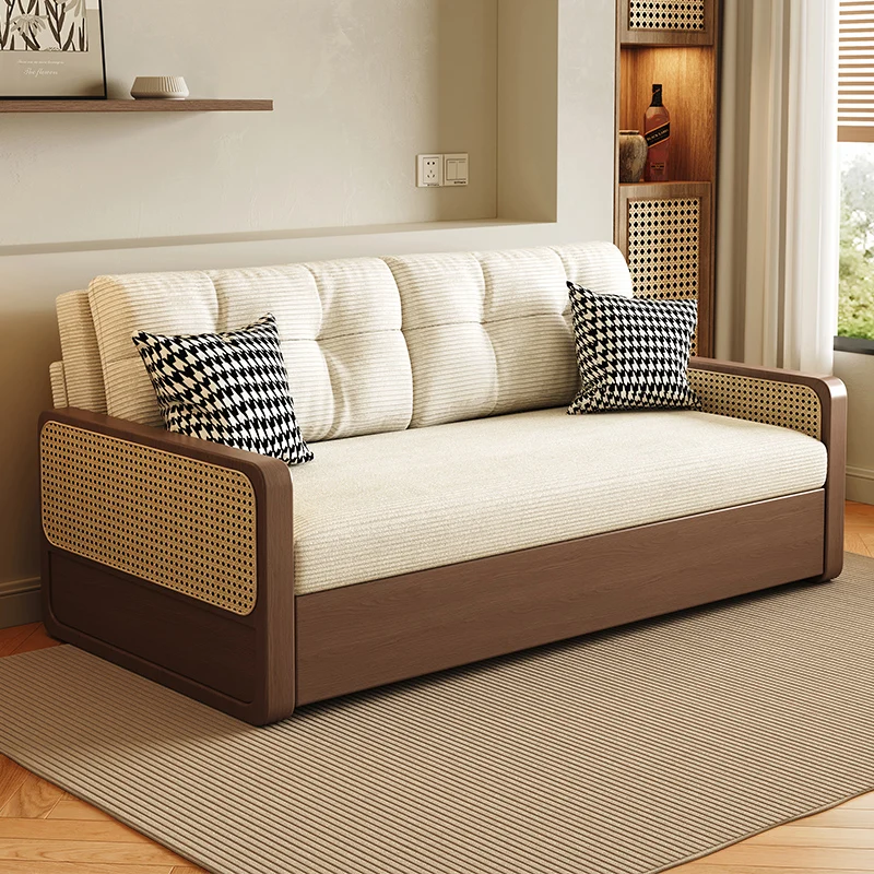 small apartment, dual-use sitting and reclining for living room and study, double multifunctional telescopic bed