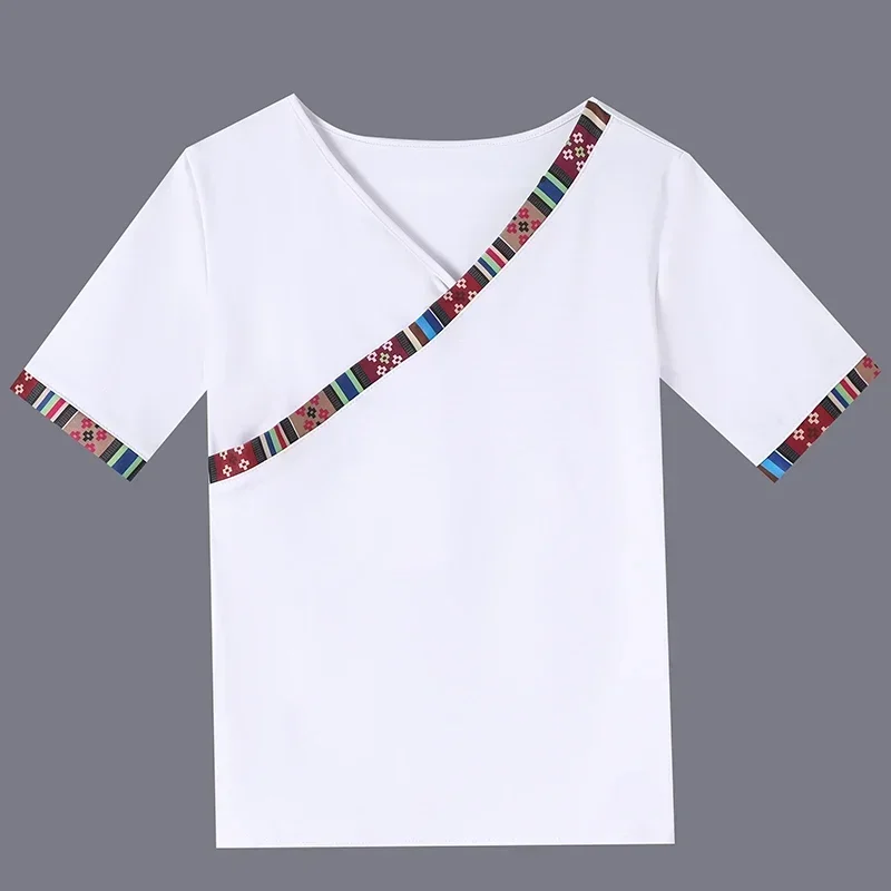 伝統的な国家チベットダンス民族衣装モン族の服フォークダンスの摩耗チベットパフォーマンスモンゴルダンストップス