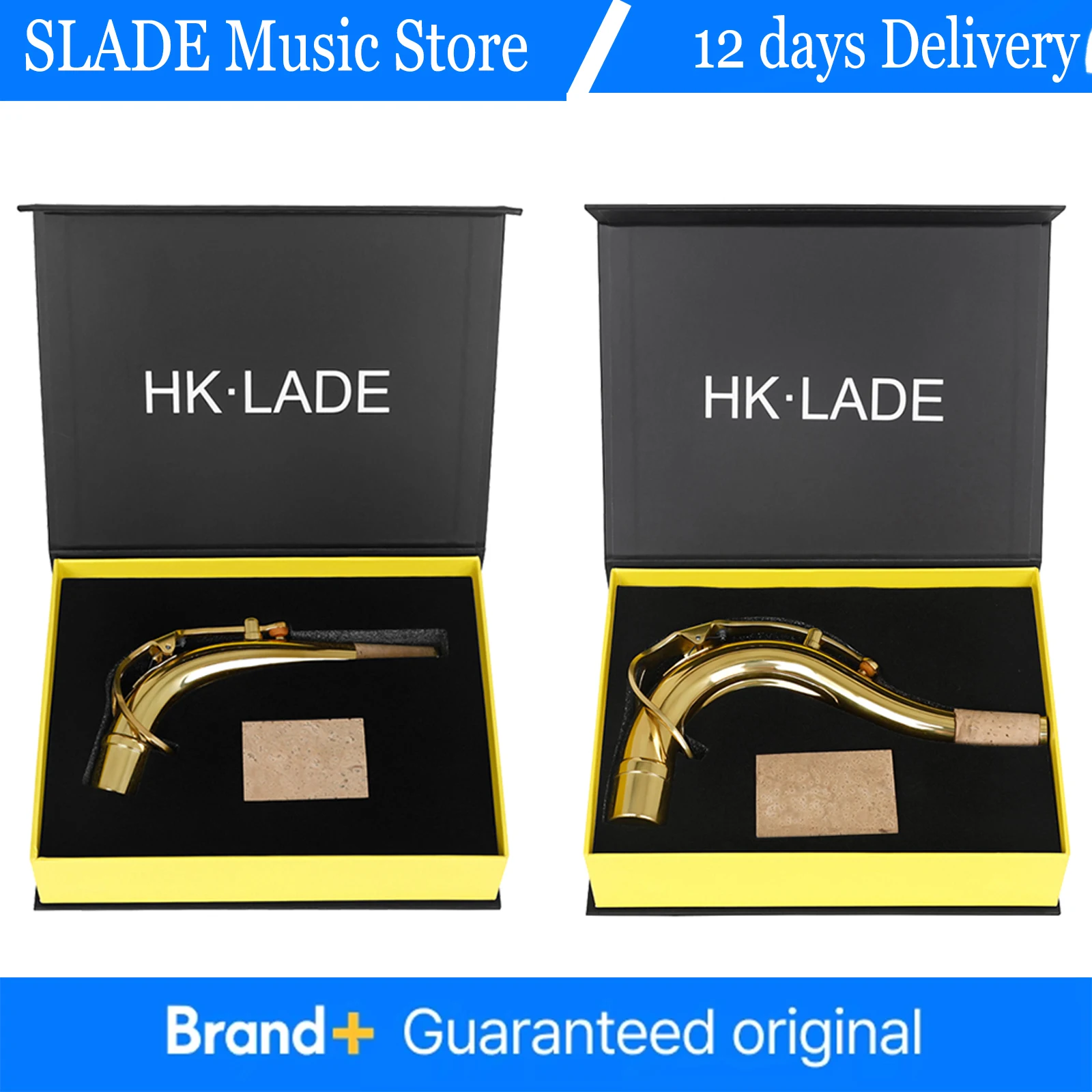 

SLADE Alto Tenor Saxophone Bent Neck Brass Gold Plated Tenor Sax Bent Neck with Soft Wood Slice Woodwind Instrument Parts
