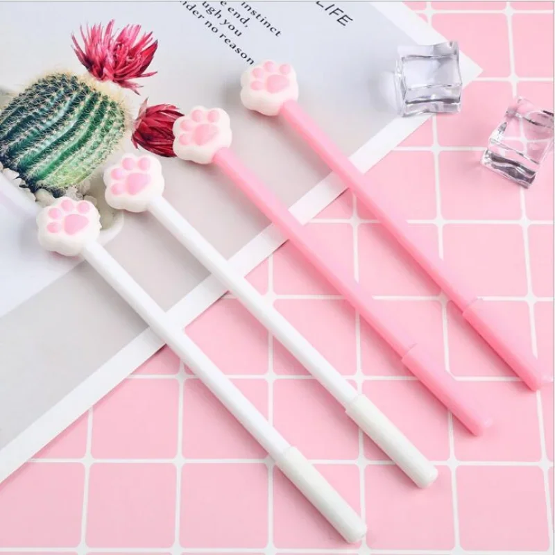 Cute Cat Paw Pink Heart Gel Pen Signature Pen School Office Supply Promotional Gift