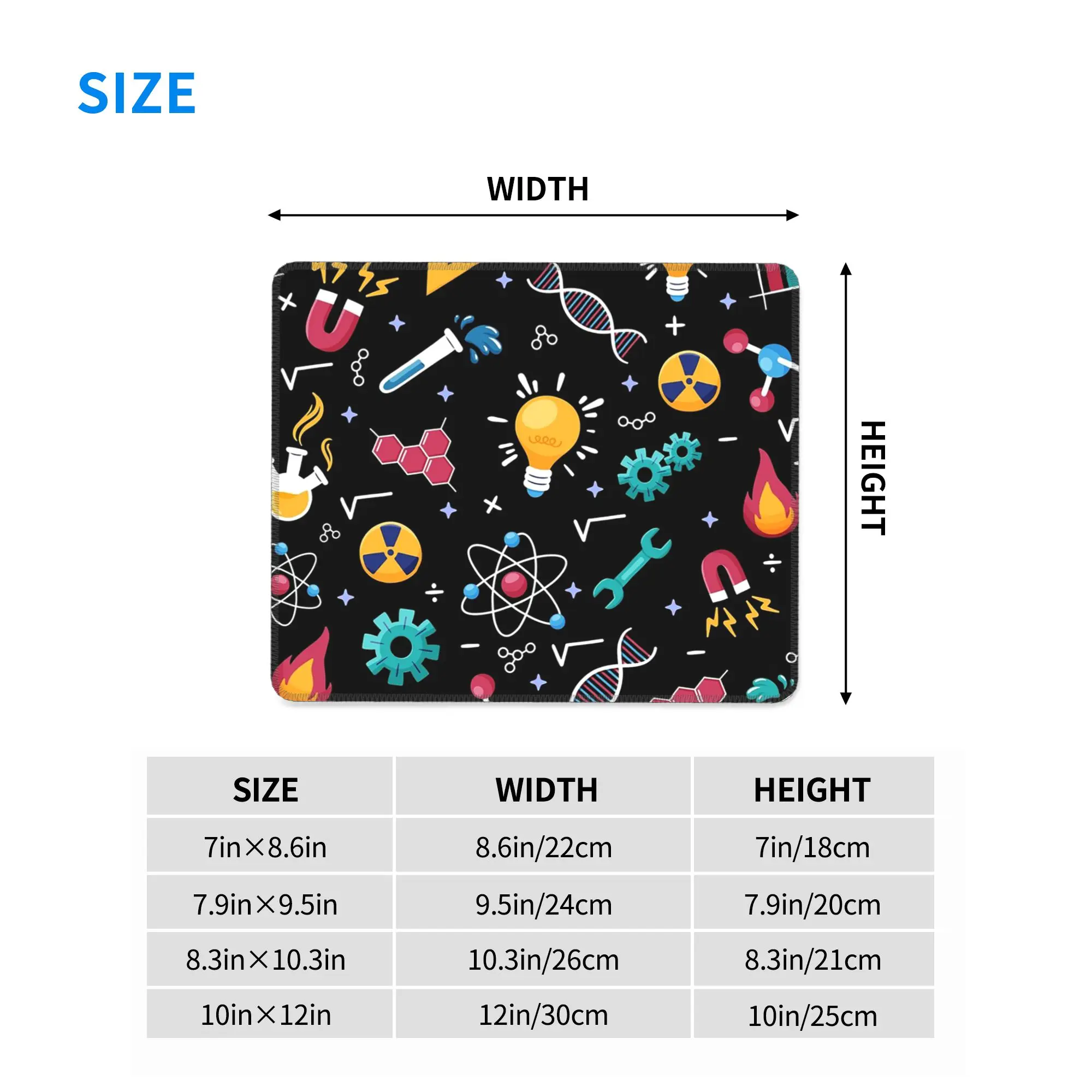 STEM icons science engineering Mouse Pad Computer Keyboard Mouse Mat Gaming PC Laptop Desk Mat Office Accessories Table Mats