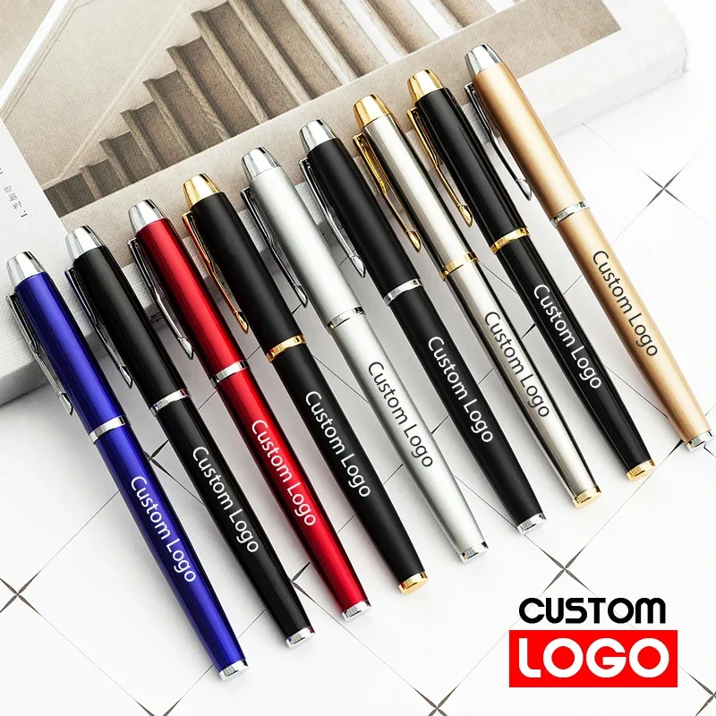 

0.5mm Student Metal Gel Pen Custom Logo Hotel Reception Desk Pen Business Office Gift Pen Lettering Engraved Name Wholesale