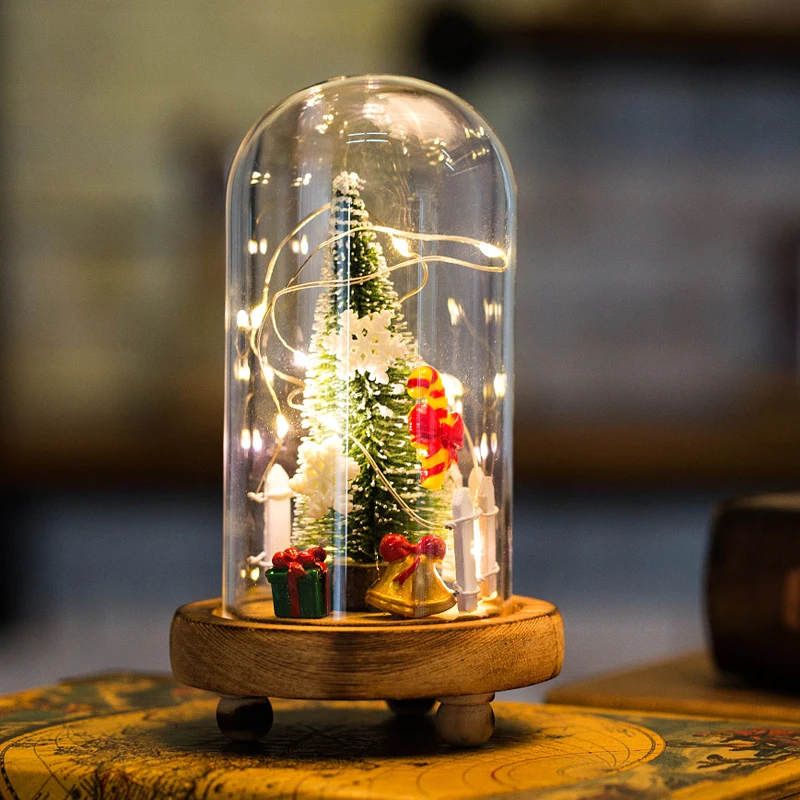 

Mini Christmas gift creative micro landscape bar nightlight home desktop ornaments glass Christmas tree