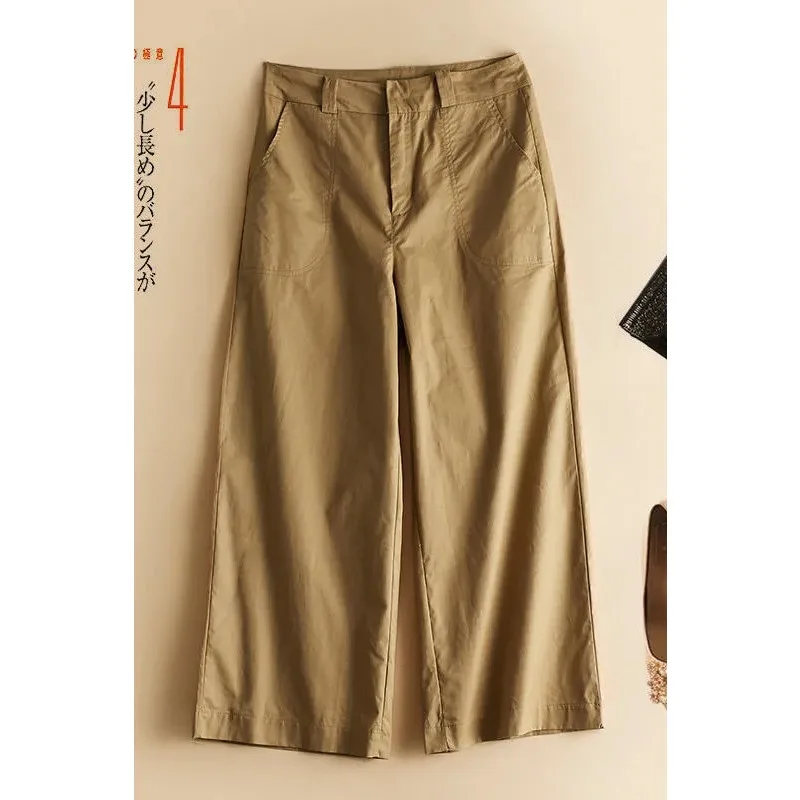 

Женские черные широкие брюки с высокой талией, свободные повседневные укороченные брюки