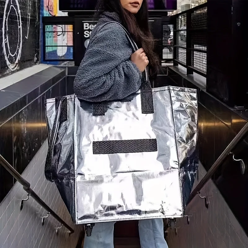 Large Capacity Folding Shopping Cart Bag With Wheels Portable Foldable Ideal For Shopping And Camping Holds Over 2 64gal