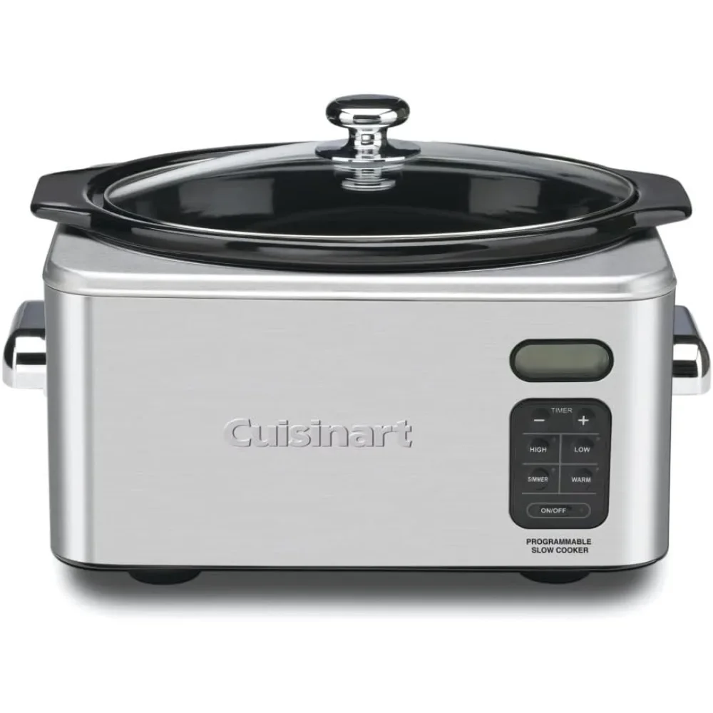 6-1/2-Quart Programmable Slow Cooker, Touchpad Control Panel with LCD Timer Display and 24-hour Cooking Timer, Silver