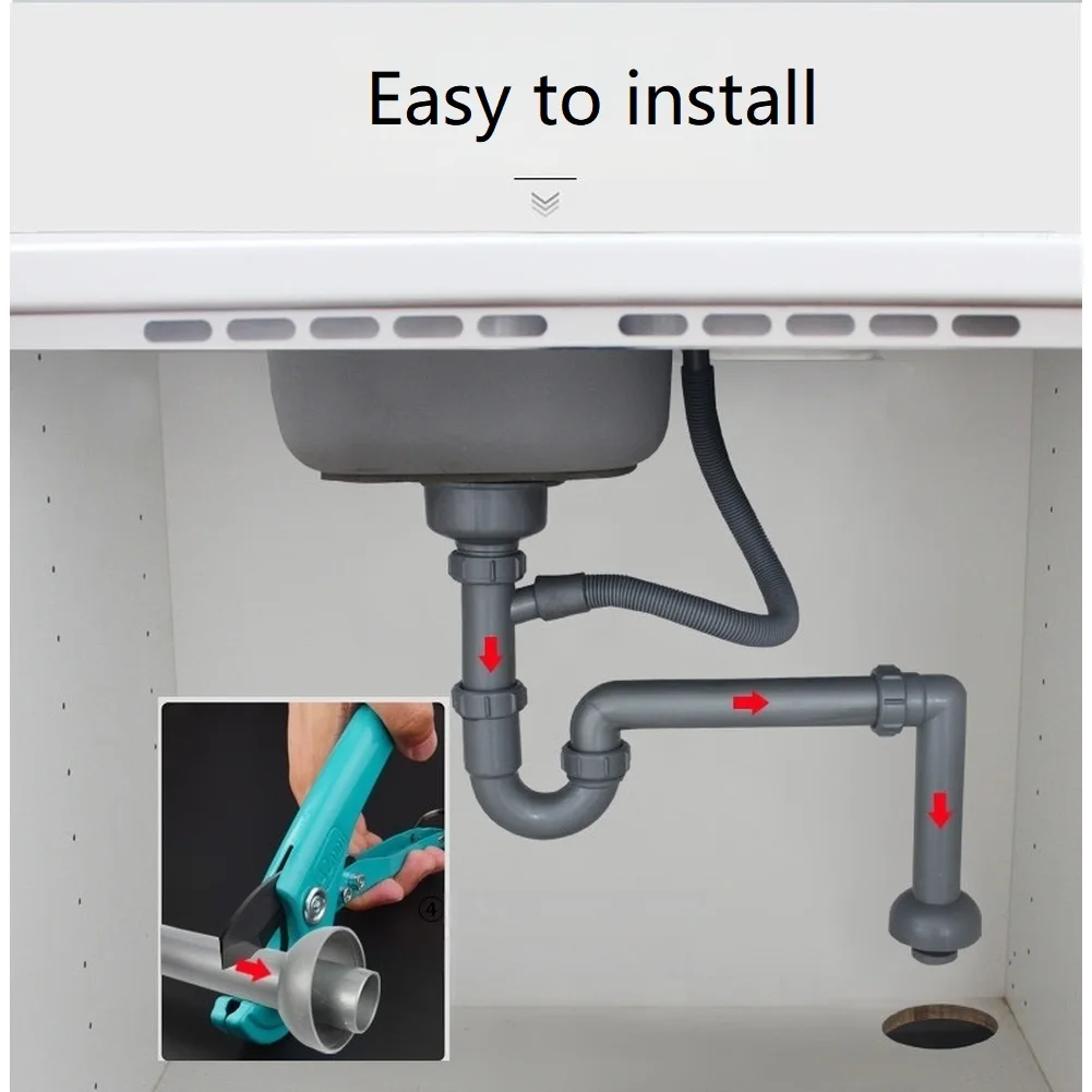 

Modern Single Sink Drain Pipe Constructed from PP with Customizable Length and U Bend to Block Scents Effectively