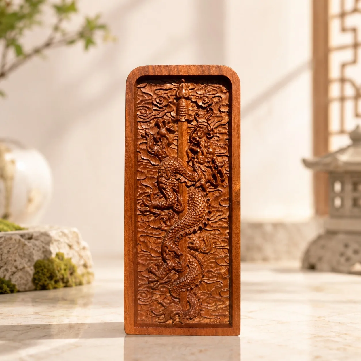 Fünf-Donner-Token Ornament aus natürlichem durch Blitzschlag getroffenem Jujube-Holz traditionelle chinesische taoistische Altar-Dekoration Geschenk