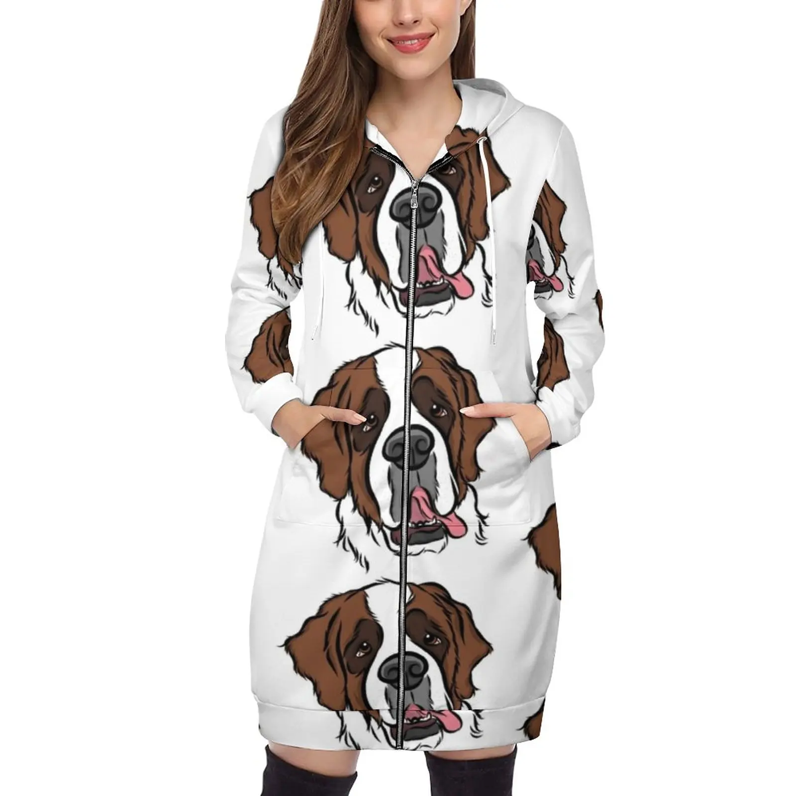 St. Bernard Hooded Sweatshirt Men And Women Print Pullovers Sweatshirts Loose Streetwear Hoodie Tops Saint Bernard Bernard St