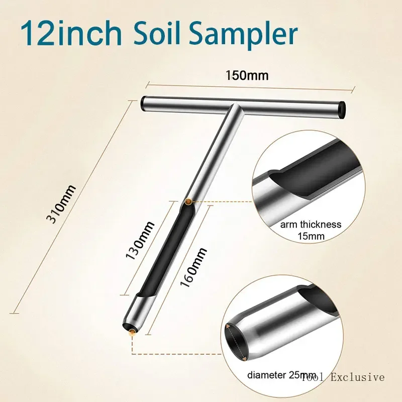 Soil Sampler Probe Stainless Steel Soil Sampling Probe Quick Inspection 12inch/21inch Garden Lawn Maintenance Tool