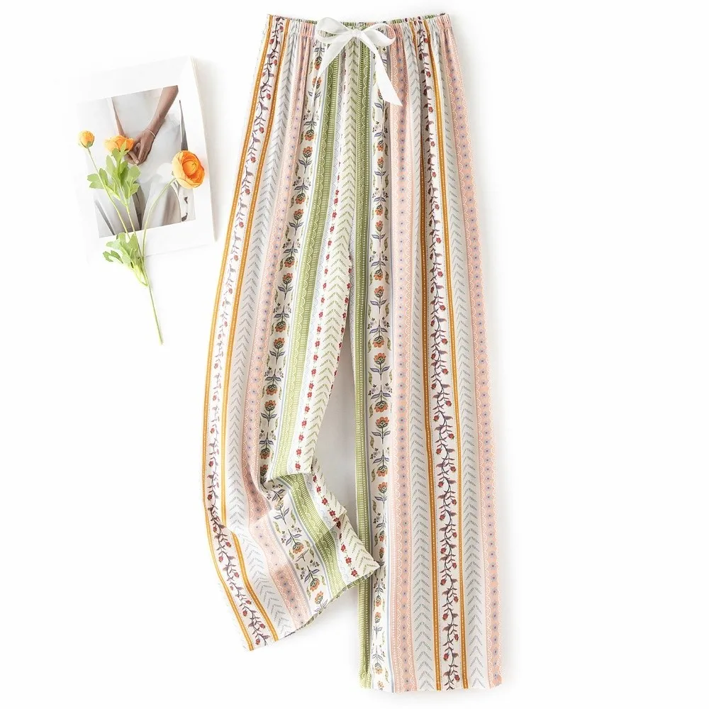 

Breathable Sleepwear Ankle-Length Pants Thin Loungewear Home Pajama Pants Sleeping Trousers Summer