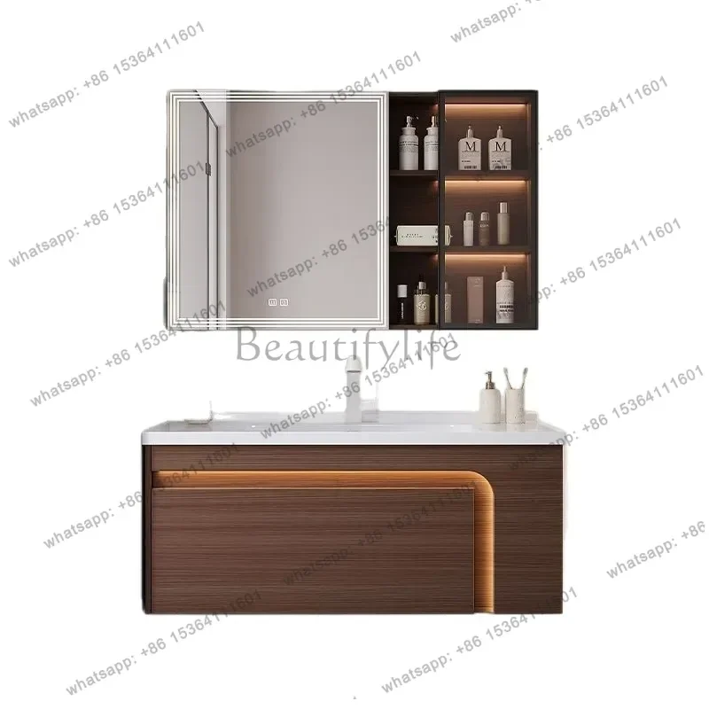 

Bathroom cabinet ceramic washbasin combination space honeycomb aluminum waterproof storage toilet bathroom cabinet