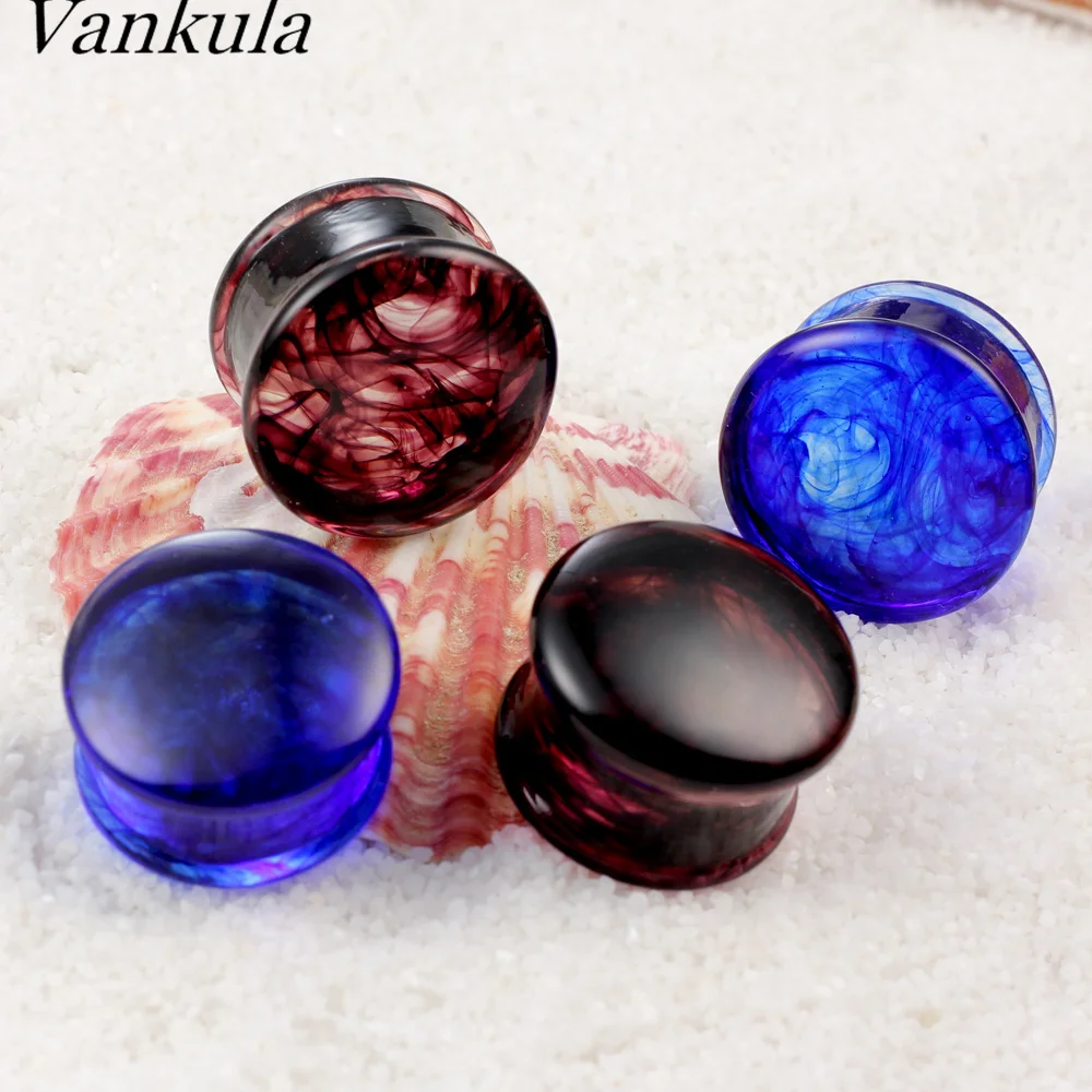 Vankula 2PCS New Glass Ear Body Jewelry Expanders Piercing Tunnels Plugs Strechers Ear Gauges Gift For Women Men Gift