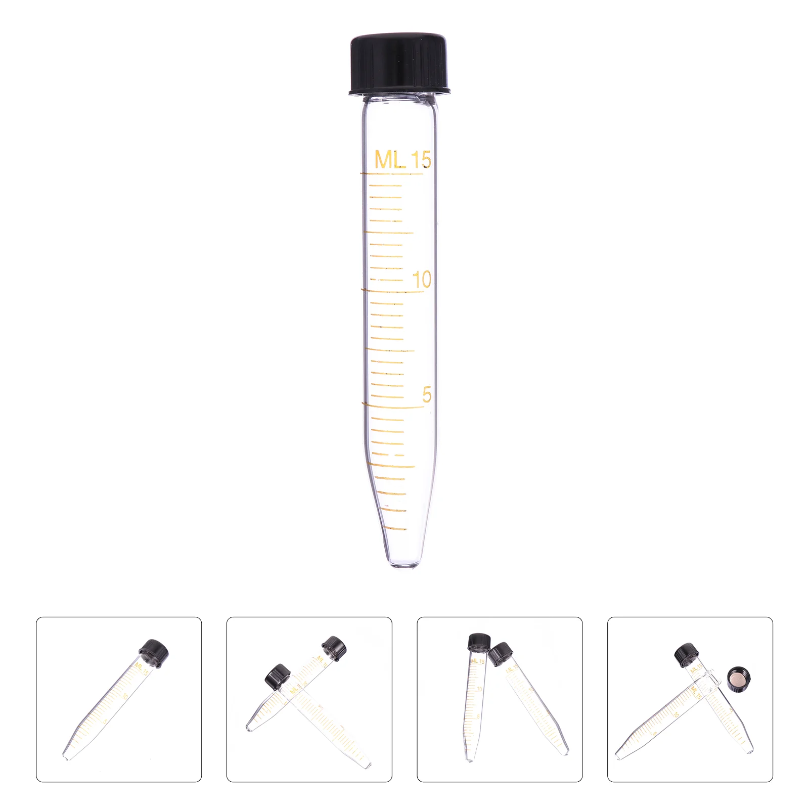 Tubes à centrifuger coniques à grande vitesse, tube avec fiole en verre à vis pour laboratoire, 15ml, 10 pièces