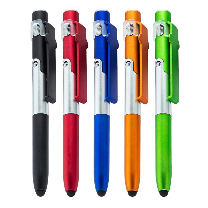 

Multi-Function 4 In 1 Foldable Ballpoint Pen Capacitive Stylus (Flashlight+Support) For Tablet iPad Mobile Phone Holder Stand