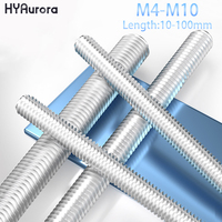 Aluminium Threaded Rod Full-Thread Bar M4 M5 M6 M8 M10 Length 10mm - 100mm Furniture screw