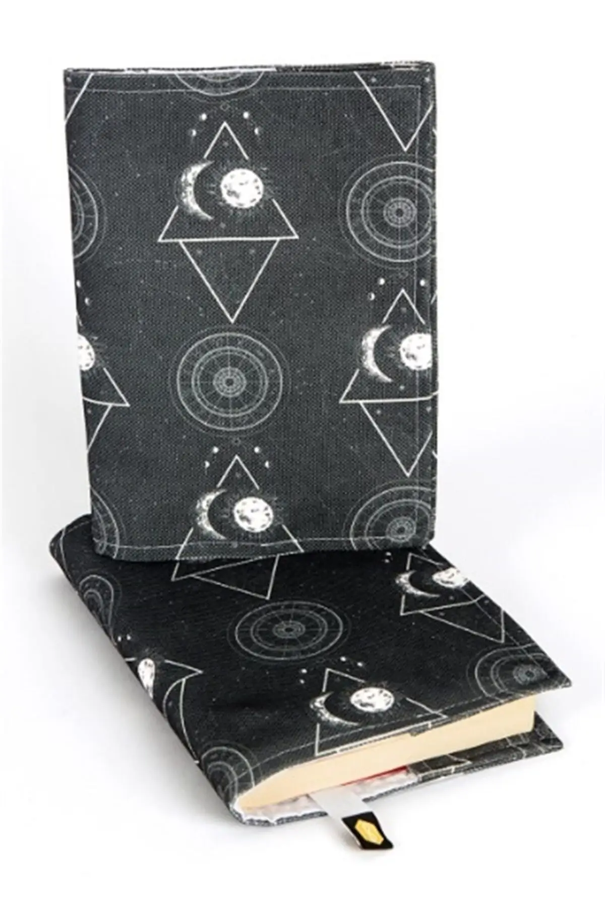 Capa de livro com estampa preta, poliéster, fácil de limpar, tecido com separador, design especial, nova tendência